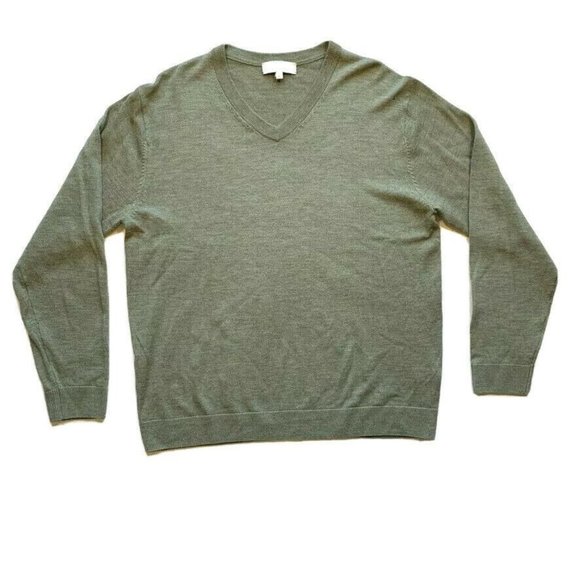 Turnbury 100% Extra Fine‎ Merino Wool Sweater V Neck Long Sleeve Lightweight L - Picture 1 of 12